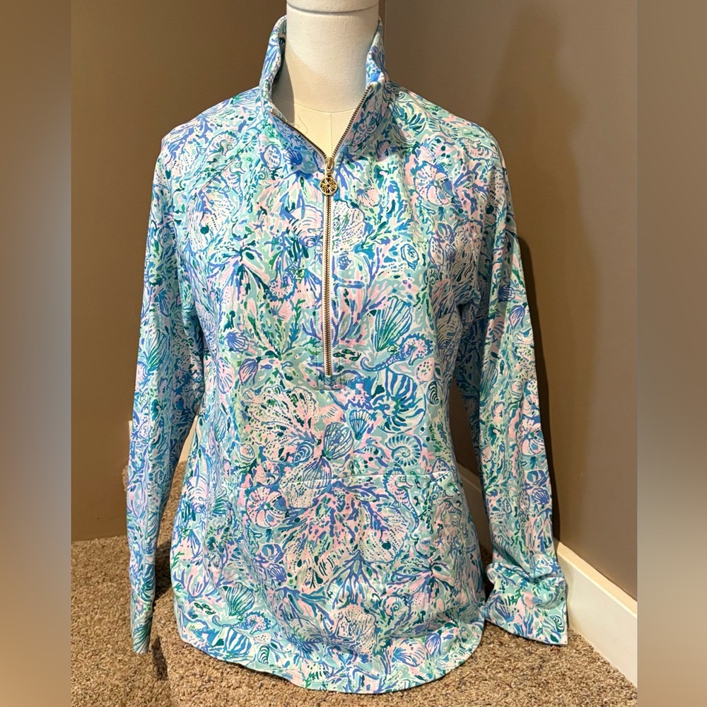 Lilly Pulitzer Skipper Popover Surf Blue Soleil It On Me Size M - Picture 15 of 16